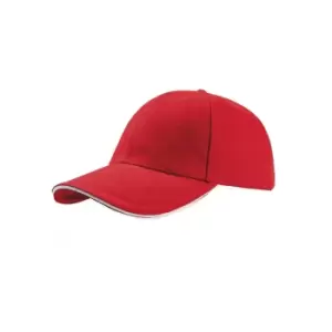 Atlantis Liberty Sandwich Heavy Brush Cotton 6 Panel Cap (One Size) (Red)