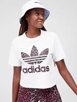 adidas Originals Animal Logo T-Shirt - White, Size 8, Women