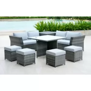 Out & out Tarina Outdoor Rattan Corner Lounge Set with Cushion Box - 8 Seats