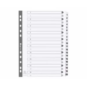 Exacompta Mylar Dividers 1-20 A4 160gsm Pack of 15, white