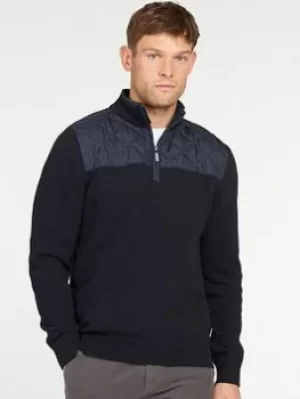 Barbour Essential Diamond Quilt Half Zip, Navy Size M Men