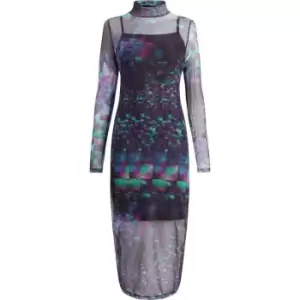 Calvin Klein Jeans Aop Mesh Long Sleeve Dress - Multi