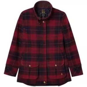 Joules Womens Fieldcoat Tweed Jacket Red Tweed 12