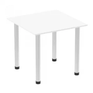 Impulse 800mm Square Table White Top Aluminium Post Leg I003627