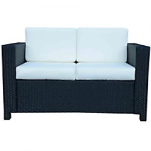 Outsunny Rattan Double-Seat Sofa 860-031BK Black, Cream-White