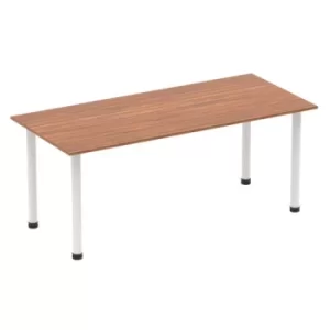 Impulse 1800mm Straight Table Walnut Top White Post Leg