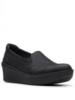 Clarks Step Rose Moon Wedge Shoes - Black