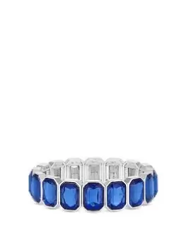 Jon Richard Silver Plated And Sapphire Statement Stretch Bracelet, Silver, Women