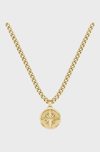 BOSS 1580549 Mens North Compass Pendant Gold-Tone Jewellery