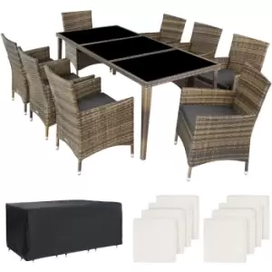 Tectake Monaco 8-seater Rattan Furniture Set W Protective Cover - Brown