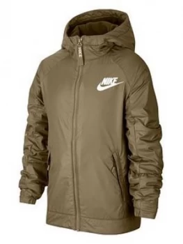 Boys, Nike Sportswear Kids Fleece Lined Jacket - Olive Size XL, 13-15 Years