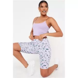 I Saw It First Butterfly Print Cycling Shorts - Purple