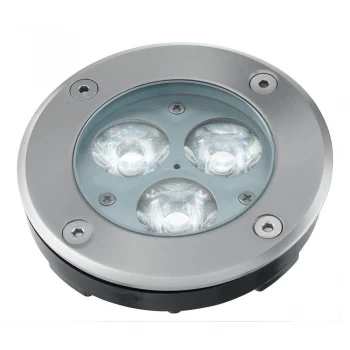 LED 3 Light Recessed Outdoor Pathway Ground Light Stainless Steel IP67