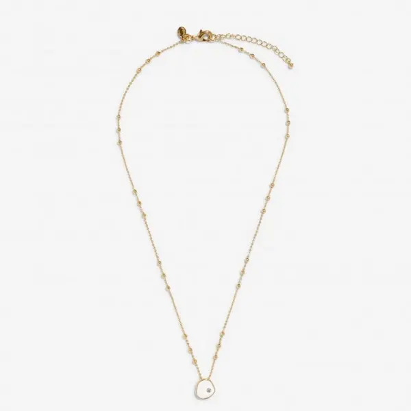 Beau White Enamel Gold Plated Zirconia 46cm + 5cm Necklace 7123