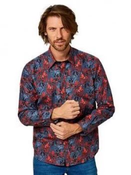 Joe Browns Pop Of Colour Floral Shirt - Grey, Size S, Men