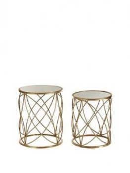 Premier Housewares Arcana Side Tables Set Of 2- Distressed Gold