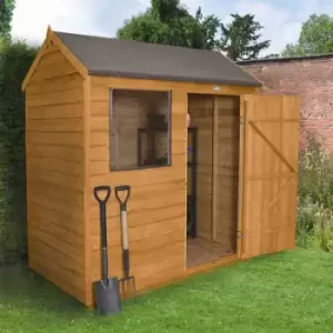 6X4 Reverse Apex Dip Treated Overlap Golden Brown Wooden Shed With Floor - Assembly Service Included