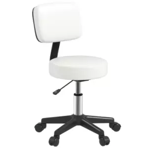 HOMCOM Beautician's Swivel Salon Chair w/ Padded Seat Back 5 Wheels Adjustable Height Salon Hairdressers Tattoo Spa Rolling Cushion Professional White