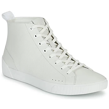 Hugo Boss Zero Red Patch Logo High Top Trainers White Men