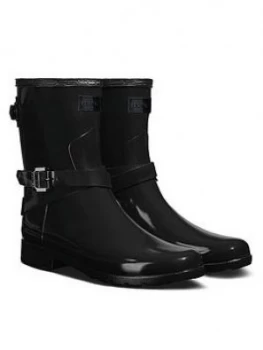 Hunter Refined Back Short Welly Boots - Black