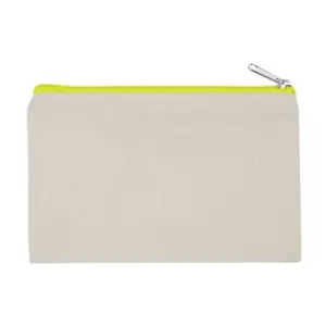 Kimood Small Cotton Canvas Pouch (One Size) (Natural/Fluorescent Yellow) - Natural/Fluorescent Yellow