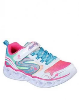 Skechers Girls Heart Lights Trainers - White Multi