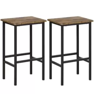 Homcom Industrial Bar Stools Set Of 2 Kitchen Bar Chairs Rustic Brown