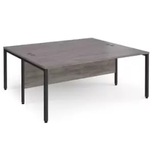 Maestro 25 back to back straight desks 1800mm x 1600mm - Black bench leg frame and grey oak top