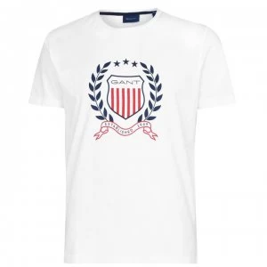 Gant Short Sleeve Crest T Shirt - White 110