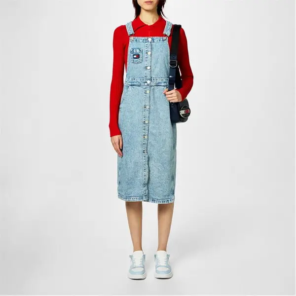 Tommy Jeans Dungaree Midi Dress - Blue 10