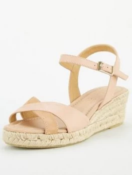 OFFICE Motivate Wedge Sandals - Nude Leather, Nude Leather, Size 5, Women