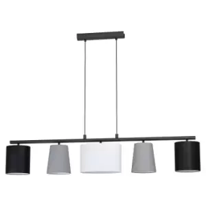 Pendant Light Colour Black Shade Black Grey White Fabric Bulb E14 5x25W