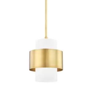 Corinth 1 Light Small Pendant Brass, Glass