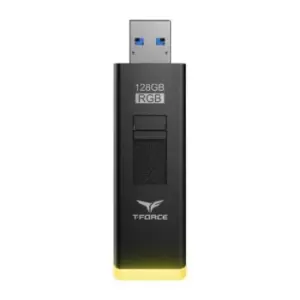 TEAMGROUP T-Force Spark 128GB USB 3.2 Gen 1 RGB USB Flash Drive with LED Light Indicator, External Storage Thumb Drive Memory Stick Black