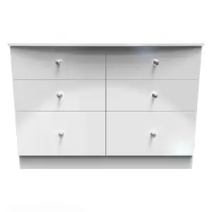 Welcome Furniture Zodian 6 Drawer Midi Chest - White Gloss