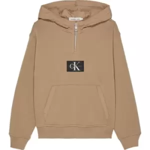 Calvin Klein Jeans Quilted Mix Media Hoodie - Beige