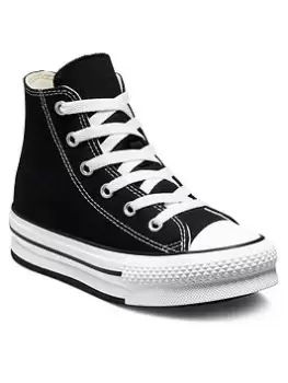 Converse Chuck Taylor All Star Hi Childrens Girls Eva Lift Canvas Platform Trainers -Black/White, Size 13