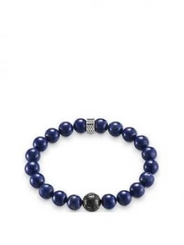 Thomas Sabo Sterling Silver Blue Obsidian Semi Precious Stretch Mens Bracelet, One Colour, Men