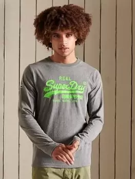 Superdry Vintage Logo L/s Top, Charcoal Marl Size M Men