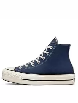 Converse Chuck Taylor All Star Lift Platform Denim Fashion Hi-Tops - Blue, Navy, Size 6, Women