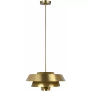 Loops - 1 Bulb Ceiling Pendant Light Fitting Burnished Brass LED E27 60W Bulb