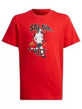 Boys, adidas Salah Face Tee, Red, Size 15-16 Years