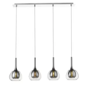 Contemporary Bar Pendant Ceiling 4 Light Smoked Grey, Glass