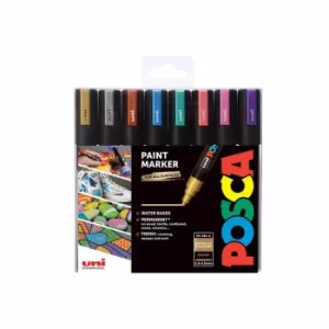 Uni Posca Marker Pen Medium Bullet Tip PC-5M 8 Piece Metallic Set, Metallic