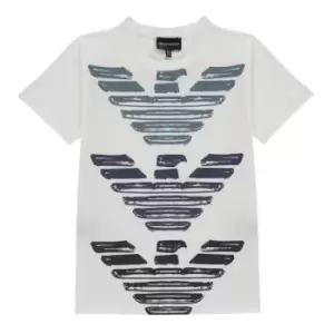 Emporio Armani Boys Three Eagle Logo T Shirt - White