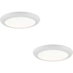 2 PACK Ultra Slim Recessed Ceiling Downlight - 18W Cool White LED - Matt White