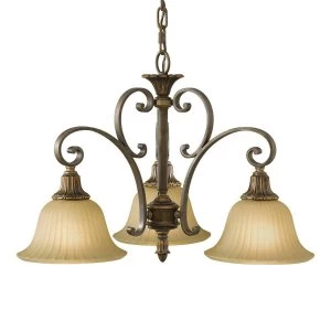 Multi Arm Chandelier 3 Light Bronze, Gold Finish, E27