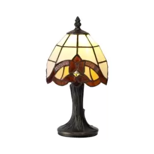 Tiffany Table Lamp, 1 x E14, Amber, Clear Crystal Shade