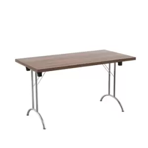 Tc One Union Folding Table 1400 x 700 Chrome Frame Dark Walnut Rectangular Top