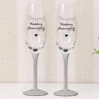 Celebrations Champagne Flutes Set of 2 - Diamond Anniversary